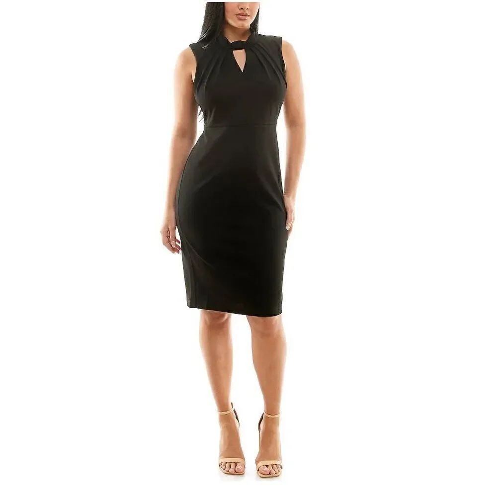Nina Leonard Keyhole Sheath Dress